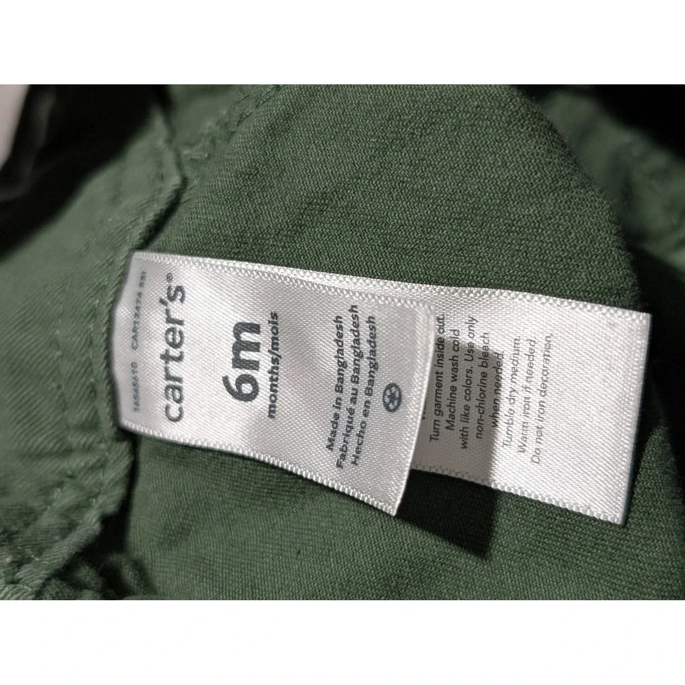 Carters‎ Baby Boy Olive Green Dinosaur Canvas Bib Overalls 6 Months